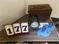 Antique Camera, Blue Enamal Props, Old Case