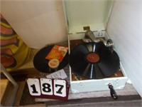 PAL Portable Phonograph (Works) W/Records
