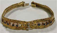 Vintage 18k Gold, Diamond & Sapphire Bracelet