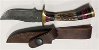 Damascene Blade Knife With Inlaid Handle