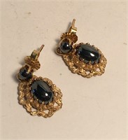 Pair Of 14k Gold Earrings With Hematite