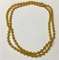 Yellow Jade And Gold Bead Necklace