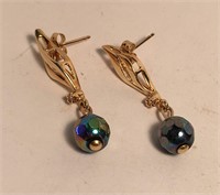 Pair Of 14k Gold Earrings With Beads