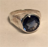 Sterling Handmade Synthetic Sapphire Ring