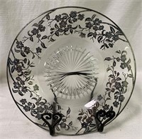 Glass Plate With Silver Overlay