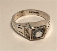 Sterling Silver Ring With Faux Diamonds