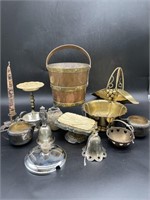 Tudor Plate Sugar and Creamer, Brass Items, and