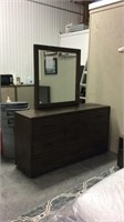 Handcrafted wood dresser & beveled mirror
