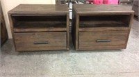 Pair of handcrafted wood nightstands