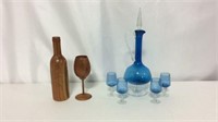 Glass decanter set & wood puzzle set