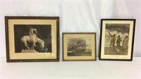 3 vintage framed pictures