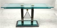 CONTEMPORARY GLASS & CHROME CONSOLE TABLE