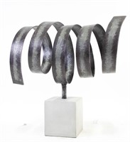 CONTEMPORARY METAL COIL SCULPTURE ON BASE
