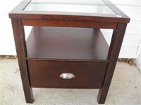 RETRO GLASS TOP END TABLE 22X30X25 INCHES