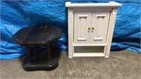 2 Pieces, White Wall Shelf And Ebony End Table