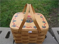 SWEET TOLE PAINTED WOODEN PICNIC HAMPER