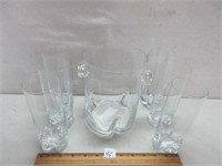 LEAD CRYSTAL ICE BUCKET AND TUMBLERS