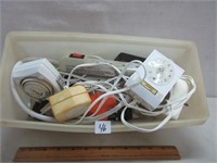 BASKET OF TIMERS AND POWER CORDS