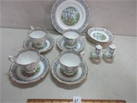 ROYAL ALBERT SILVER BIRCH CUPS, SAUCERS AND MORE