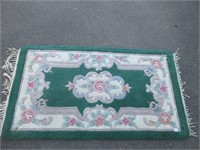 PRETTY GREEN AND FLORAL RUG 47X26 INCHES