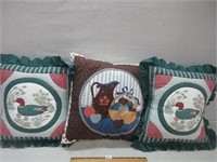 3 HAND CRAFTED CUSHIONS