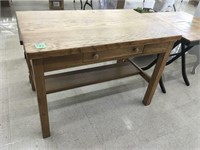 vintage library table 42x26x29 w/drawer