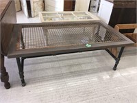 industrial coffee table, used iron floor grate