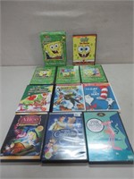 CHILDRENS DVDS. SPONGE BOB, DR SEUSS AND MORE