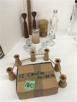 asst wood/glass candle holder