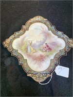 French Bronze Champleve & Handpainted Tray