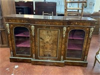 French Ornate Burlwood Marquetry Inlay Sideboard