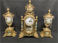 3 Piece Imperial Gold Mantel Clock Set