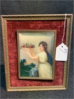 French Antique Miniature Painting of Women