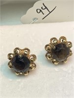 14 karat Gold Earrings with Topez Gem Stones