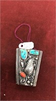 Turquoise Mexican silver pendant