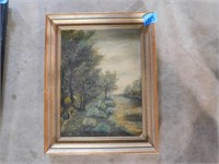 FOREST SCENE IN GOLD GILTED WOOD FRAME BY CK OWENS