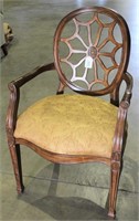 Occasional Chair - Wood Floral Deco Back