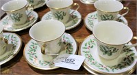 Lenox Holiday w/24K Gold - 7 Cups & Saucers
