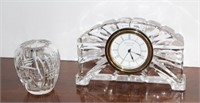 Waterford Ireland Clock & Heavy Crystal Vase