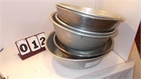 Several Large Aluminum and Stainless Bowls