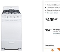 20 in. 2.3 cu. ft. Gas Range in White