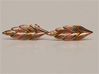 14K Gold Tri Color Leaf Earrings
