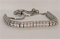 .925 Sterling Silver CZ Adjustable Bracelet