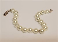 .925 Sterling Silver Pearl Bracelet