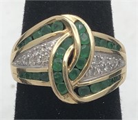 Emerald and Diamond Ring 14K Gold