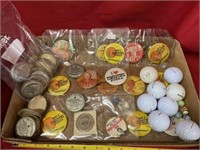 Golf Balls, Buttons, West End Dairy Caps