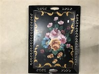 Black Mid Century Floral Hand Painted Serving