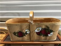 Vintage Handled Hand Painted Fruit Basket,
