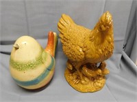Large ceramic hen with baby chicks, 13.5"H -