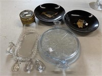 Trinket Box, Couroc Bowls, Prisms, Serving Plate